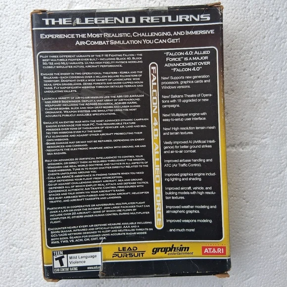 Lead Pursuit Falcon 4.0 Allied Force Battlefield Operations Series PC Game Seal - Picture 2 of 6